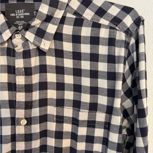 Men's Blue and White Checkered Shirt